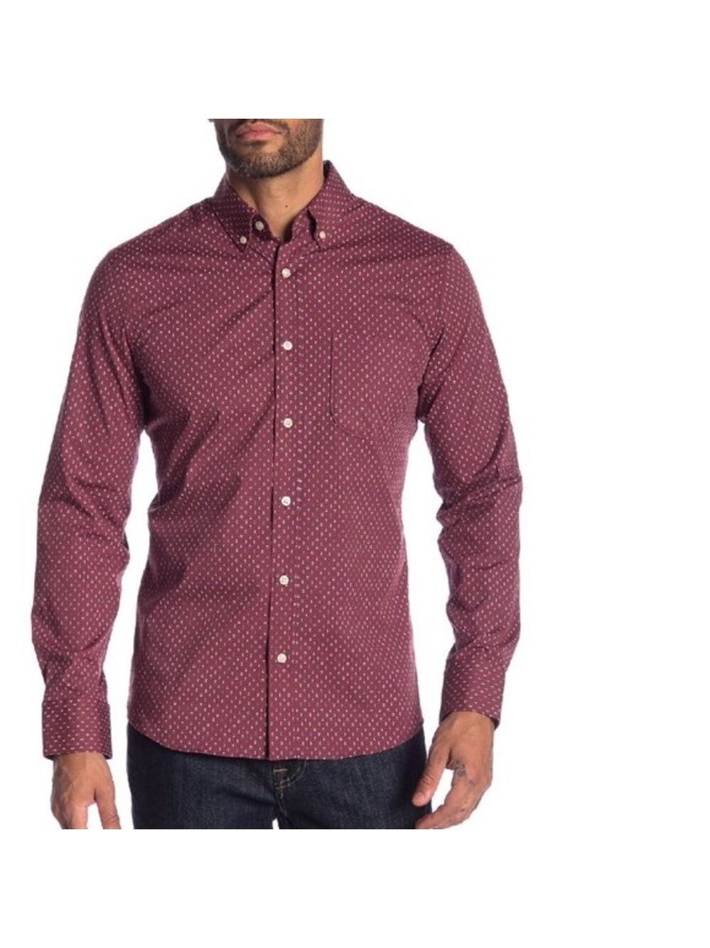 1901 Burgundy Button Down Slim Fit Shirt
